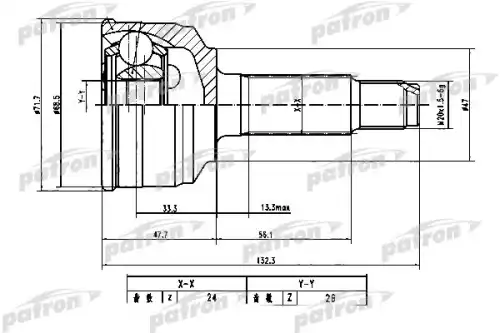 ШРУС наружный PATRON PCV1782