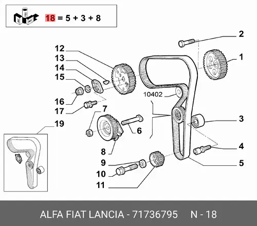 Комплект ремня ГРМ 71736795 FIAT
