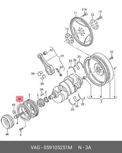 шкив коленвала Audi 059105251M VAG