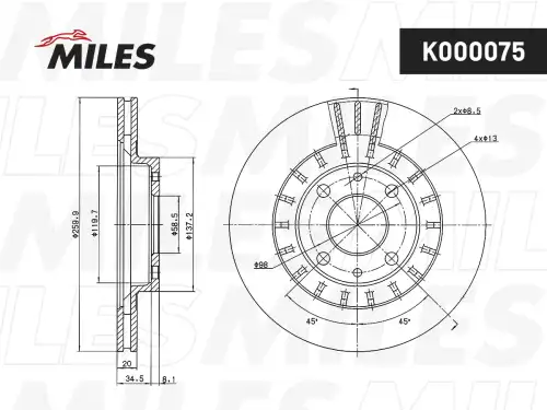 Тормозной диск MILES K000075