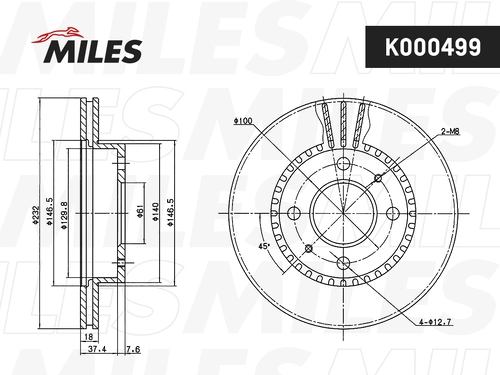 Тормозной диск MILES K000499