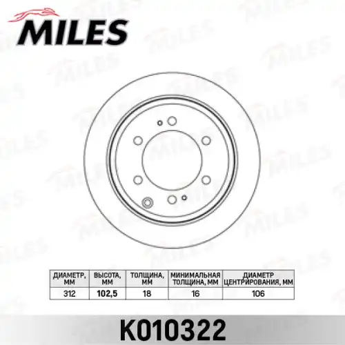 Тормозной диск MILES K010322