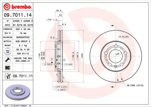 Тормозной диск BREMBO 9701114
