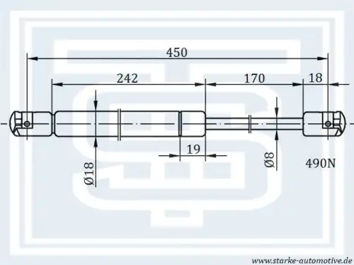Амортизатор капота STARKE 182-228
