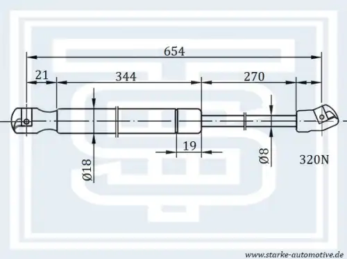 Амортизатор капота STARKE 183-204