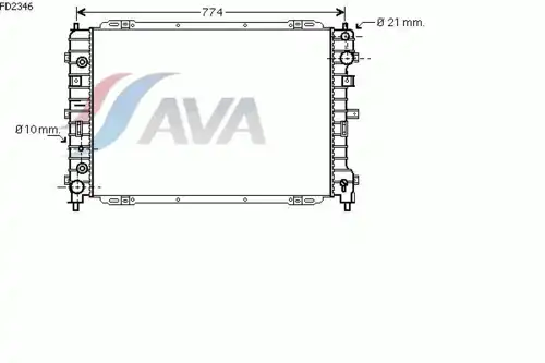 Радиатор системы охлаждения двигателя AVA FD2346