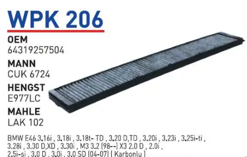 Салонный фильтр WUNDER WPK-206