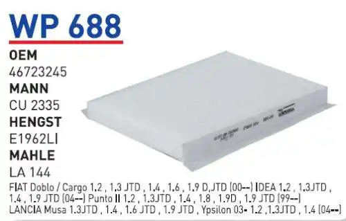 Салонный фильтр WUNDER WP-688