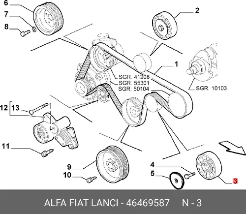 Ролик генератора 2.4 JTD 46469587 FIAT