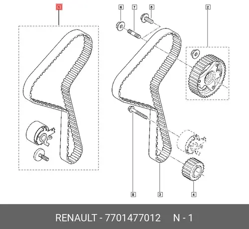 ремкомплект ГРМ Ren 7701477012 RENAULT