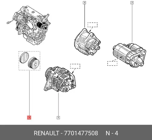 шкив генератора Maz 7701477508 RENAULT