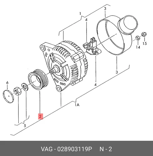 шкив генератора Ford 028903119P VAG