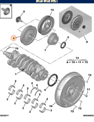 Шкив коленвала PSA 0515 V8
