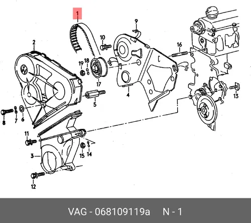 ремень ГРМ Audi 068109119A VAG