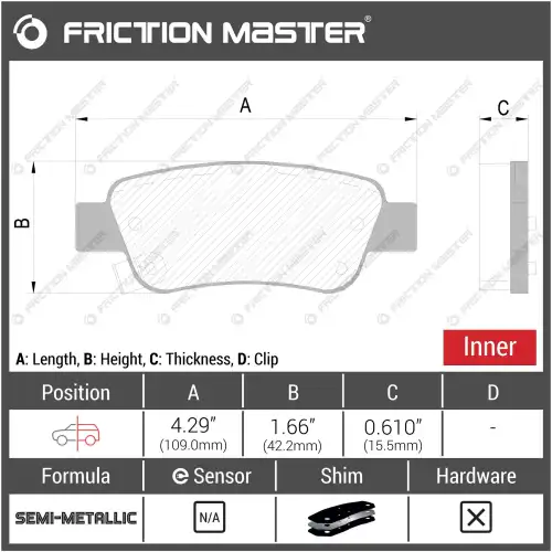 Тормозные колодки дисковые FRICTION MASTER MKD1947