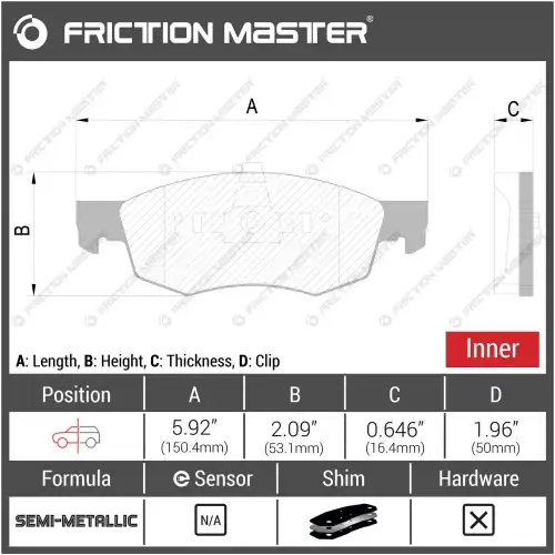 Тормозные колодки дисковые FRICTION MASTER MKD1906