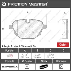 Тормозные колодки дисковые FRICTION MASTER MKD1473