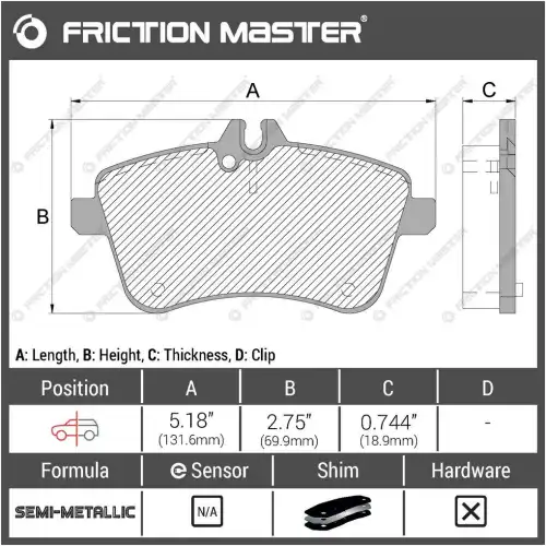 Тормозные колодки дисковые FRICTION MASTER MKD1357