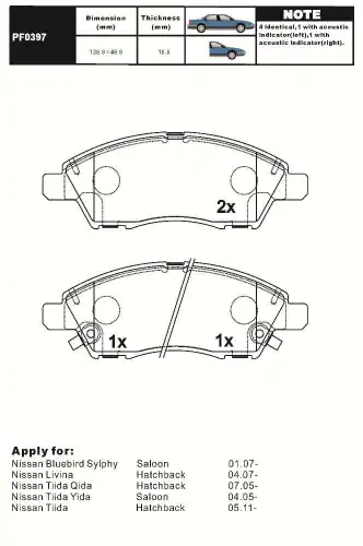 Тормозные колодки дисковые AIKO PF0397
