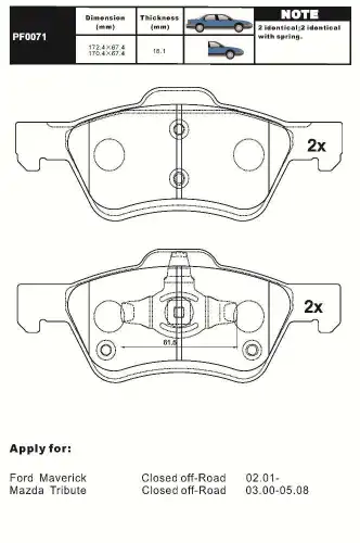 Тормозные колодки дисковые AIKO PF0071