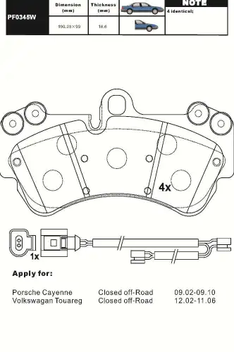 Тормозные колодки дисковые AIKO PF0345W