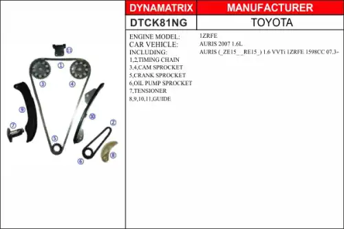 DTCK81NG DYNAMATRIX-KOREA, КОМПЛЕКТ ЦЕПИ ГРМ КНР DYNAMAX
