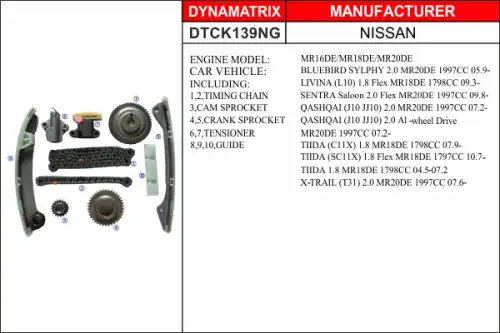 DTCK139NG DYNAMATRIX-KOREA, КОМПЛЕКТ ЦЕПИ ГРМ КНР DYNAMAX