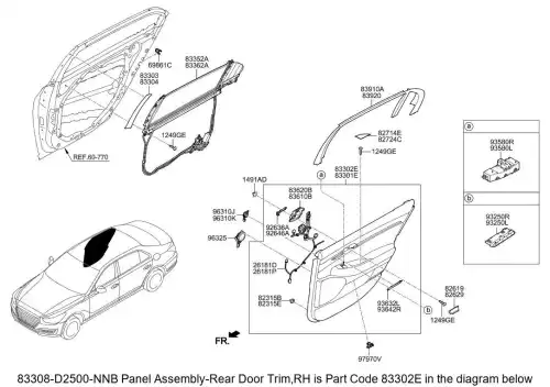 внутренняя панель двери 83308D2500NNB HYUNDAI