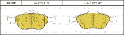 Тормозные колодки дисковые передняя ось BLITZ BB0228P