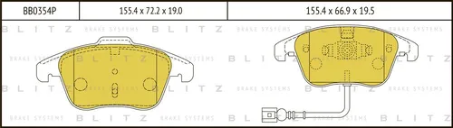 Тормозные колодки дисковые передняя ось BLITZ BB0354P