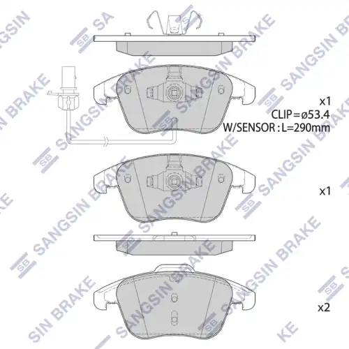Тормозные колодки дисковые передняя ось SANGSIN SP2144
