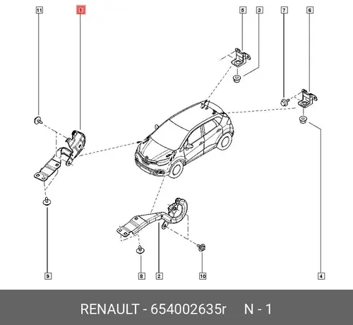 петля капота прав!\ Renault 654002635R