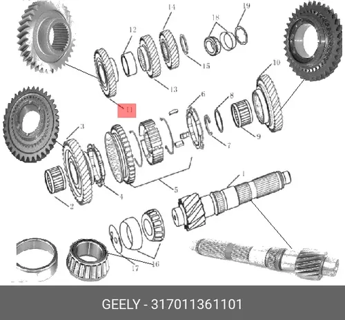  317011361101 Шестерня 3-ей передачи GEEL GEELY