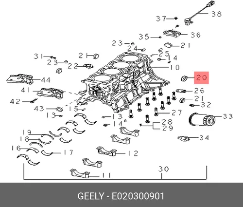  ЗАГЛУШКА БЛОКА ЦИЛИНДРОВ E020300901 GEELY