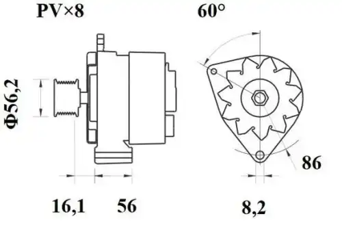 Генератор MG 720 Z1660 14V 80A MAHLE