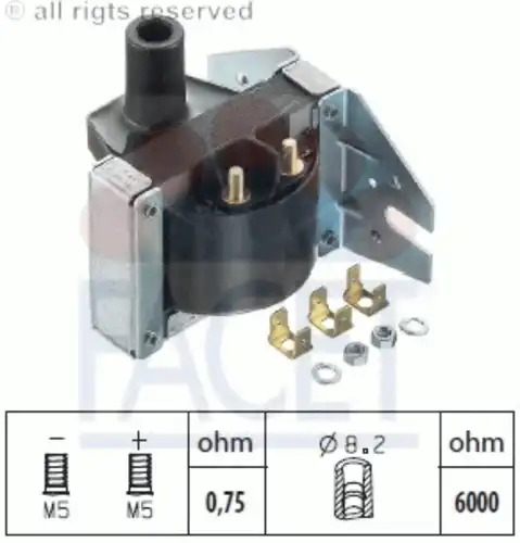 Катушка зажигания FACET 9.6015