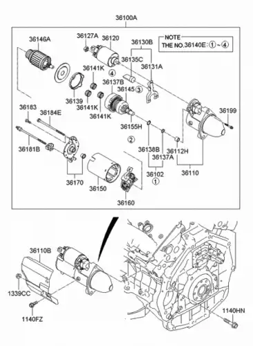 бендикс стартера 361403C151 HYUNDAI