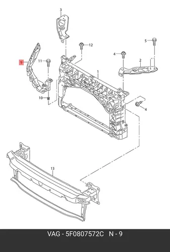Направляющая 5F0807572C VAG