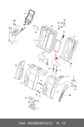HEADREST 60U885901C LFJ VAG