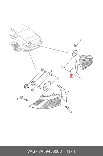 Фонарь задний VAG 3V5945308D