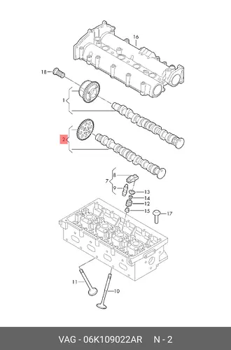 Распредвал VAG 06K109022AR