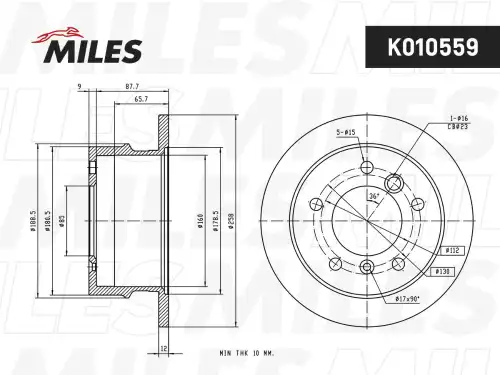 Тормозной диск MILES K010559