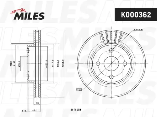 Тормозной диск MILES K000362