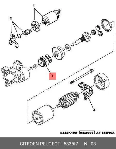 Бендикс стартера 5835 F7 PSA