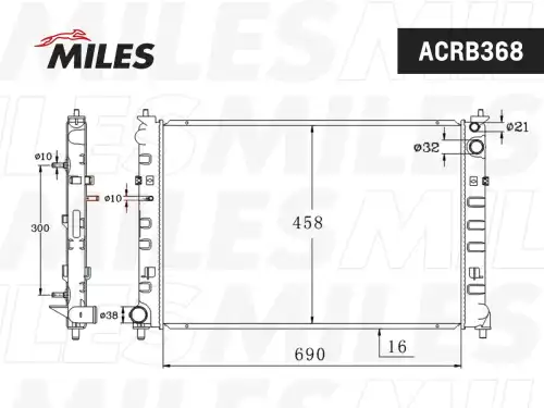 Радиатор системы охлаждения двигателя MILES ACRB368