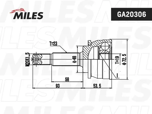 ШРУС наружный MILES GA20306