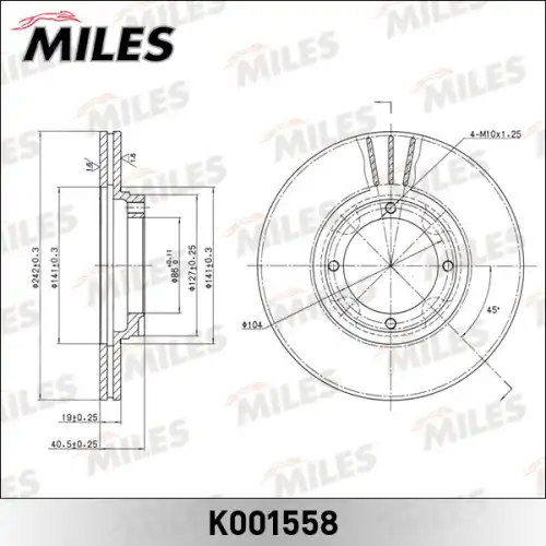 Тормозной диск MILES K001558