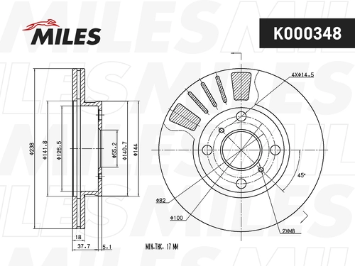 Тормозной диск MILES K000348