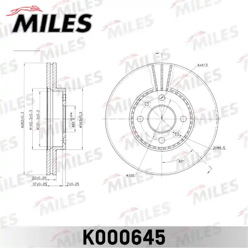 Тормозной диск MILES K000645
