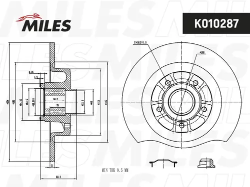 Тормозной диск MILES K010287